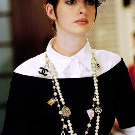 chanel pearl necklace devil wears prada|anne hathaway chanel necklace.